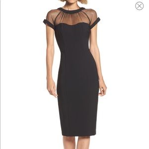 Maggy London Illusion Yoke Crepe Sheath Dress